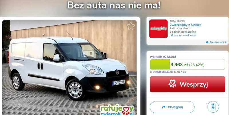 Zwierzoluby zbierają na samochód Tygodnik Siedlecki