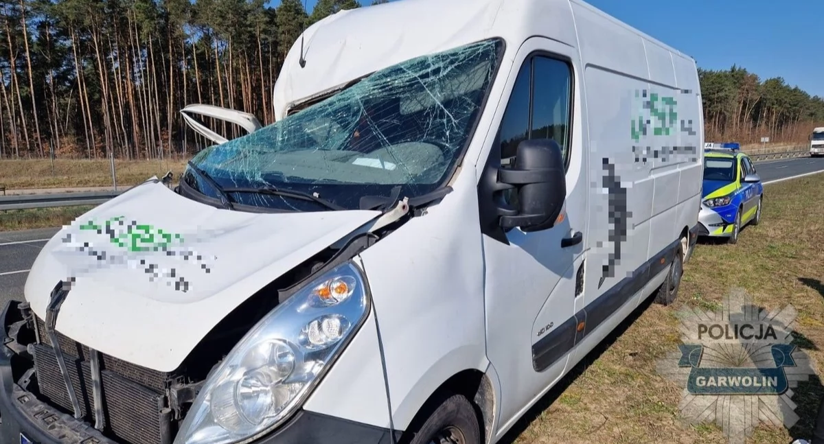 18-latek zasnął za kierownicą busa na S17. Stracił prawo jazdy po roku - fot. Policja Garwolin