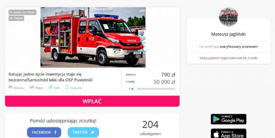zrzutka na samochód dla OSP w Pustelniku