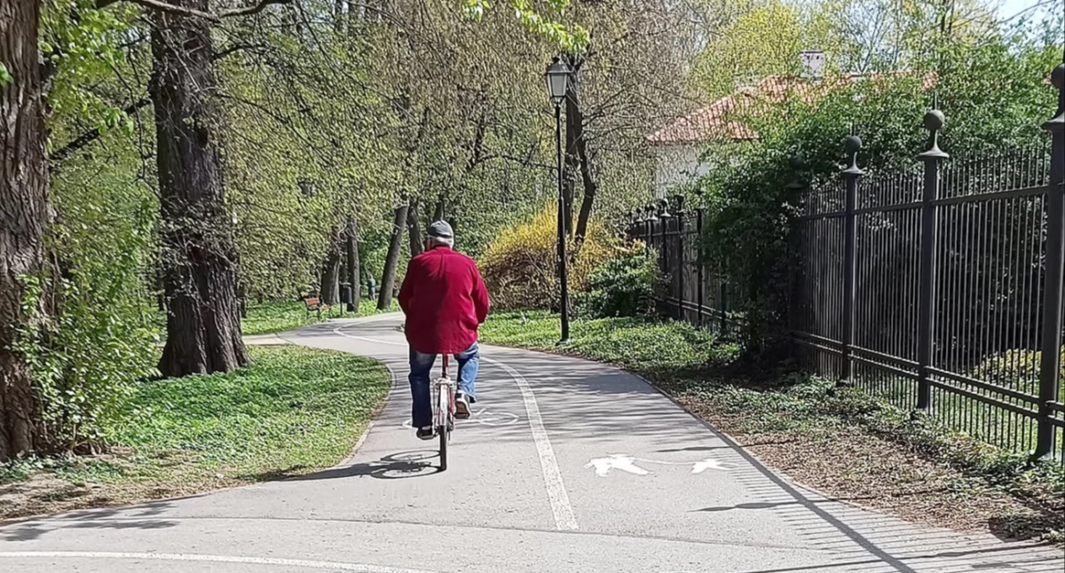 W parku rowerzyści mogą poruszać się tylko wyznaczoną trasą. Fot. MS