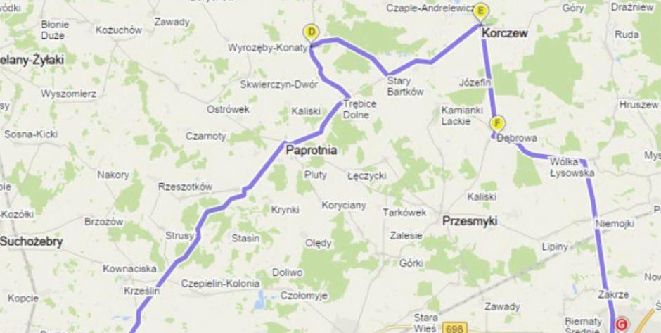 trasa przejazdu źródło: Muzeum Regionalne w Siedlcach - fot. xs