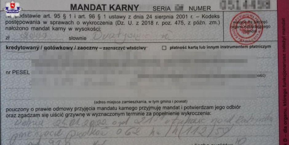 Blankiet mandatu. Fot.: KPP ŁUKÓW - fot. KPP Łuków