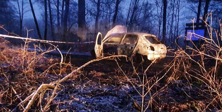 Spalony samochód w lesie - fot. Aga Król