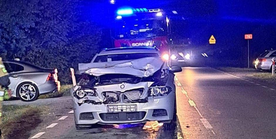 Niebezpieczne zdarzenie drogowe na DK 76 w miejscowości Chromin - fot. OSP Borowie - fot. s
