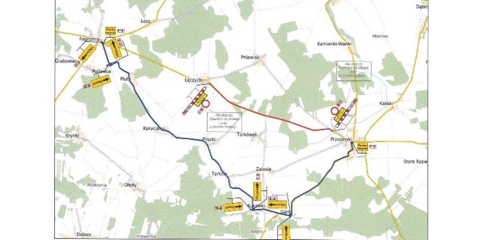 Trasa objazdu (mapka) - fot. mapka