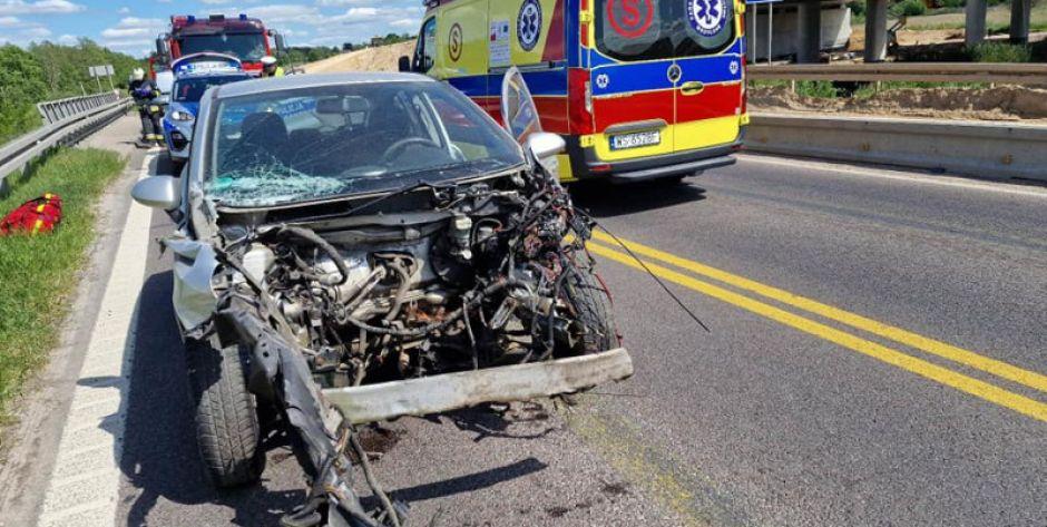 Wypadek na węźle Swoboda - fot. OSP Wiśniew