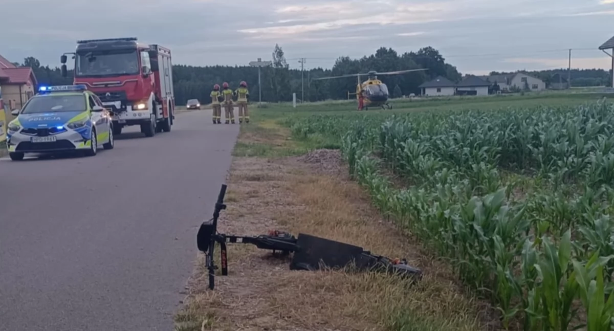 Kronika kryminalna, Kolejny poważny wypadek hulajnodze elektrycznej dwóch nastolatków przetransportowanych śmigłowcem szpitala - zdjęcie, fotografia