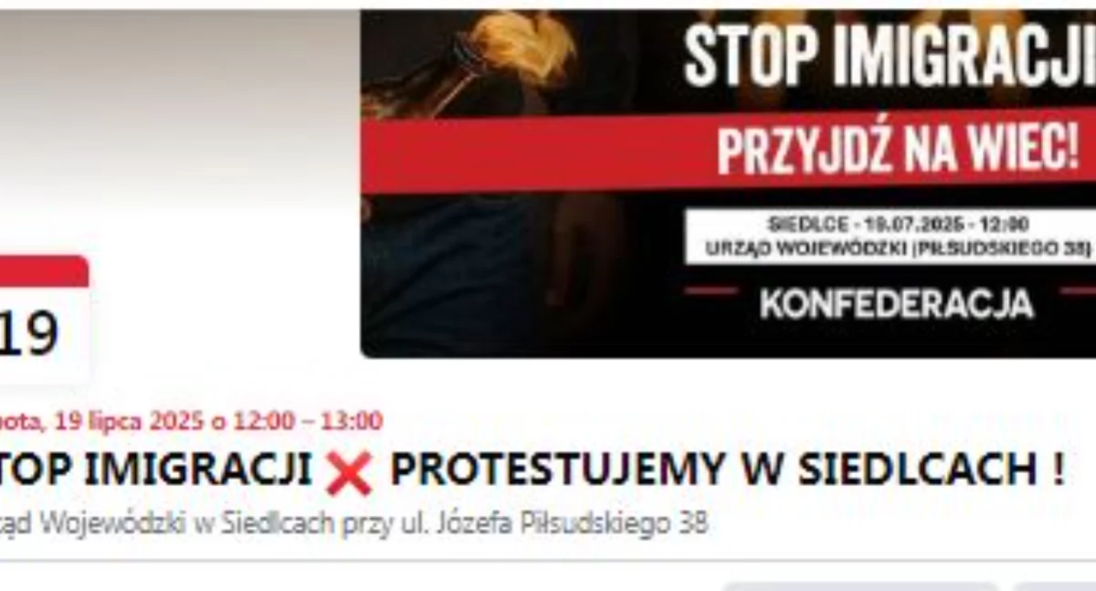 Polityka, Konfederacja mówi „stop imigrantom” organizuje Siedlcach - zdjęcie, fotografia