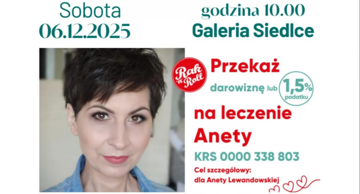 Już 6 grudnia odbędzie się kiermasz świąteczny dla Anety Lewandowskiej (plakat, Stowarzyszenie 