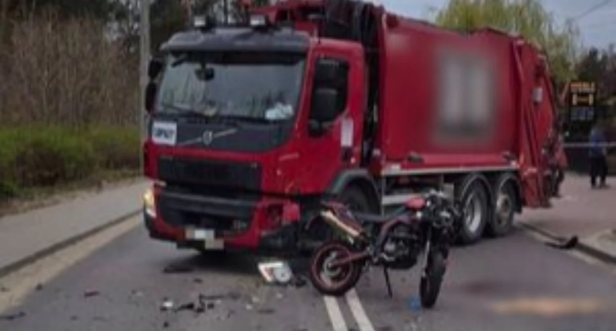Poważny wypadek w Sobolewie. 17-letni motocyklista zderzył się z ciężarówką - fot. Policja Garwolin