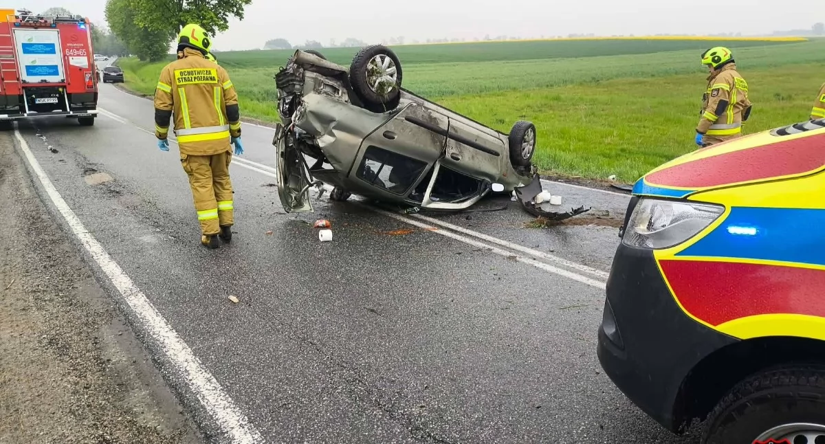 Wypadek na DK63 między Sabniami a Kurowicami, fot. OSP Suchodół