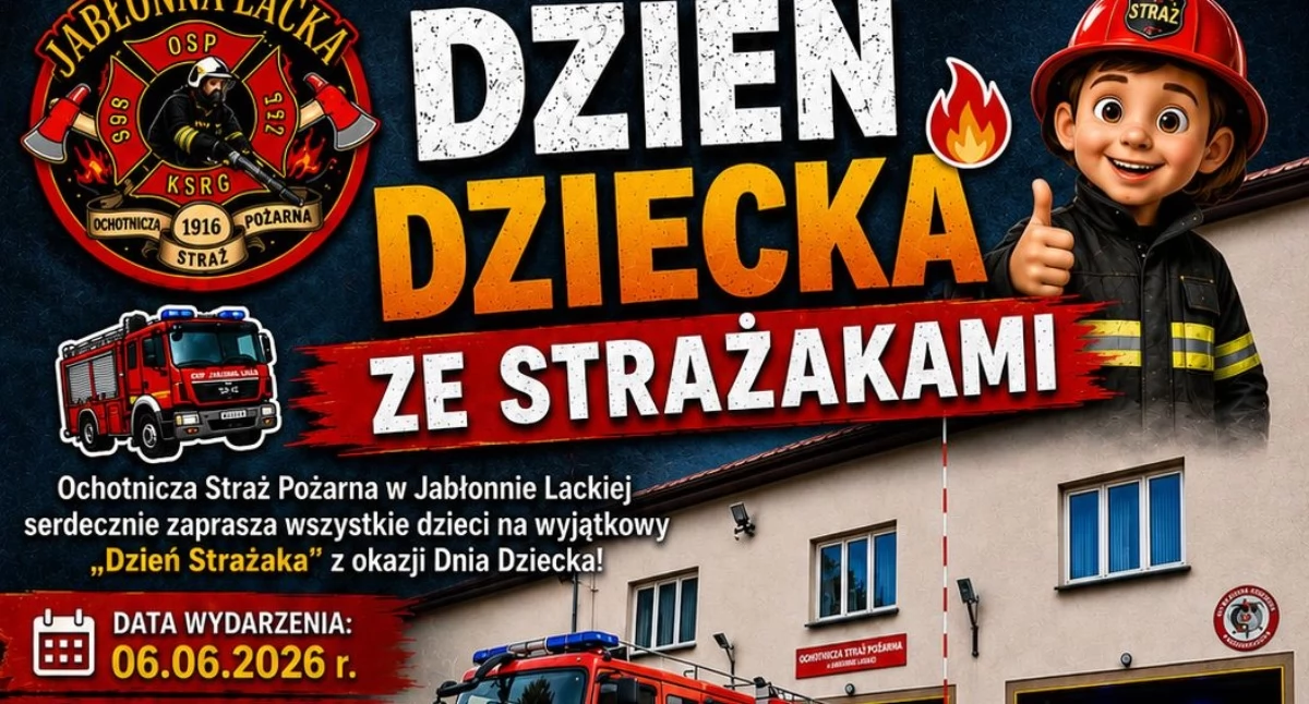 Dzień Dziecka w Jabłonnej Lackiej, plakat OSP Jabłonna Lacka