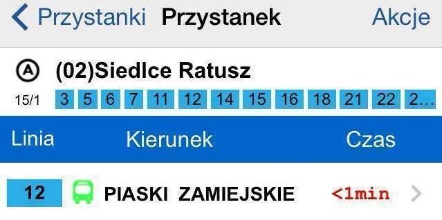 Rozkład jazdy w telefonie - fot. źródło: Siedlce Miasto Przyjazne 