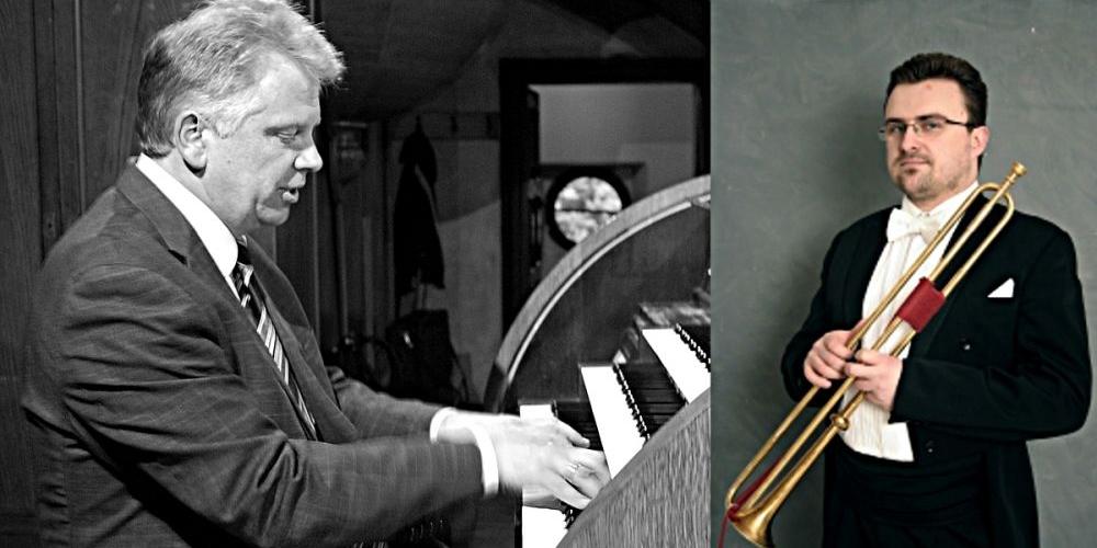 Marek Stefański - organista oraz Tomasz Ślusarczyk - trębacz. Obaj zagrają w najbliższą niedzielę, 14 sierpnia podczas kolejnej edycji IV Międzynarodowego Festiwalu Muzyki Organowej i Kameralnej w Łukowie. Fot. Arch. ŁOK - fot. 