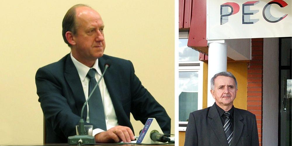 Przewodniczący Rady Miasta Łukowa (z lewej) znalazł sobie pracę w PEC-u u prezesa K. Poredy (z prawej). Collage PGL - fot. 