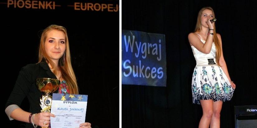 Maj był dla Klaudii Jukowskiej z Gręzówki wyjątkowy. Na Przeglądzie Piosenki Europejskiej w Mordach zdobyła I miejsce, a podczas kozienickiego Konkursu Piosenki uzyskała awans do jego finałowego koncertu. Fot. Arch. ZS w Gręzówce - fot. 