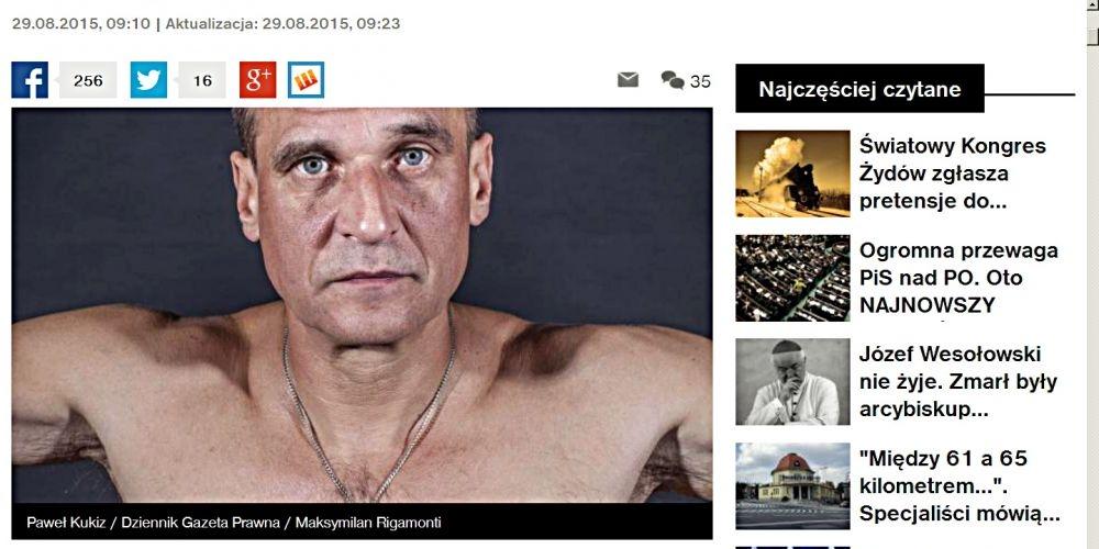 Zrzut ekranu strony www „Dziennika Gazety Prawnej”, gdzie opublikowano wspomniany wywiad z P. Kukizem. - fot. 