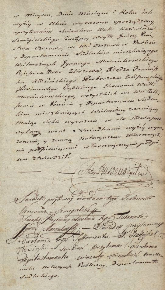 Fragment testamentu z podpisem Antoniego Kuszlla, fot. Artur Rogalski - fot. 