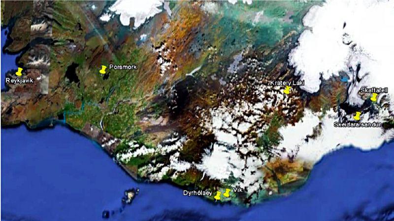Mapka z zaznaczonymi miejscami, które w kolejnym etapie swej podróży odwiedzą rowerzyści z Łukowa. Repr. Google Earth - fot. 
