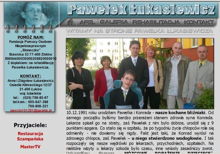 Tak wygląda strona internetowa, za pośrednictwem której rodzeństwo informuje o chorobie swego brata. - fot. 