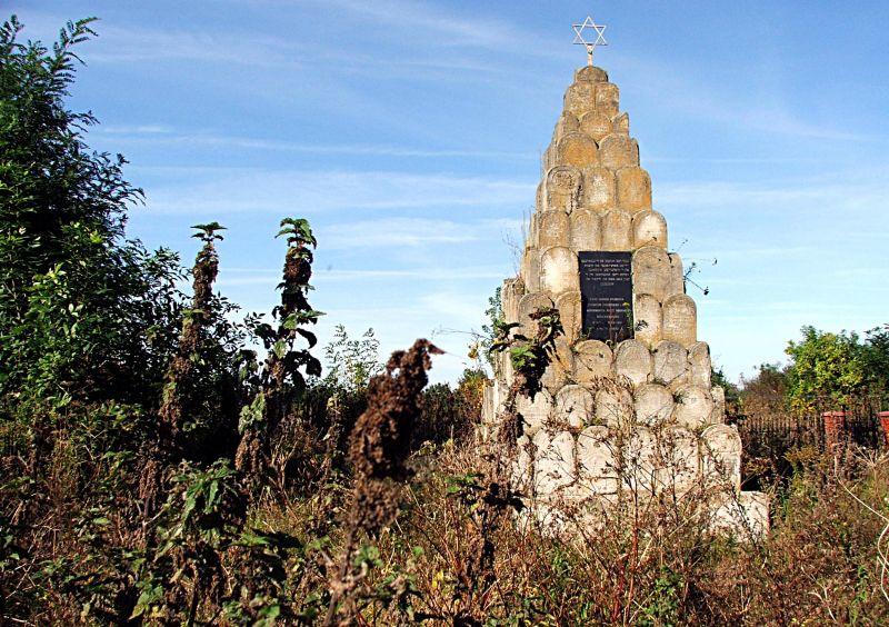 Łuków, ul. Warszawska. Teren kirkutu i pomnik żydowski zarastają chaszczami. Fot. PGL - fot. 