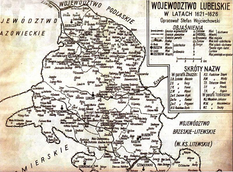 Mapa z „Rejestru poborowego województwa lubelskiego z r. 1626” - fot. 