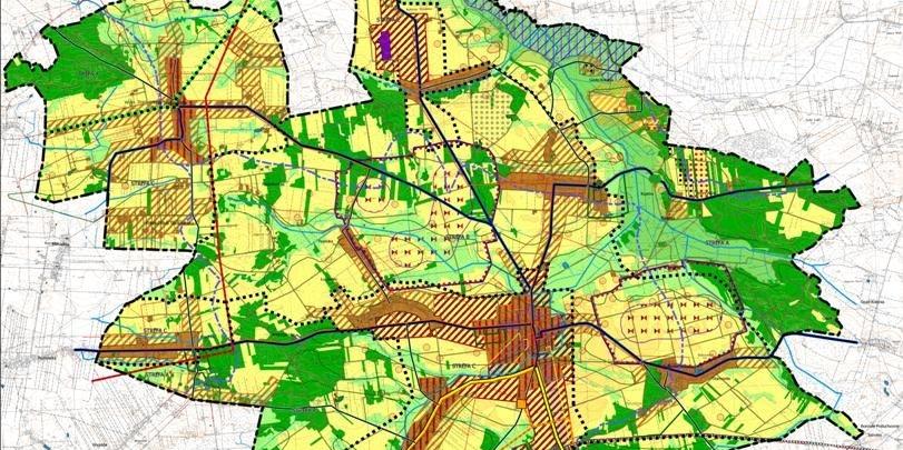 Mapa z zaznaczonymi elektrowniami wiatrowymi i granicą ich oddziaływania  - fot. 