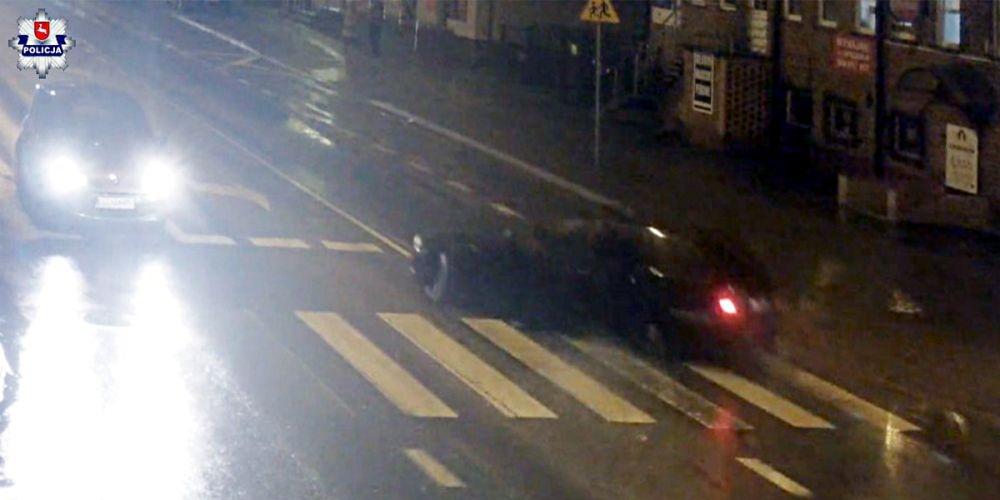 Klatka z nagrania miejskiego monitoringu z zarejestrowanymi szosowymi wyczynami młodego kierowcy bmw. Fot. Arch. KPP w Łukowie - fot. Arch. KPP w Łukowie